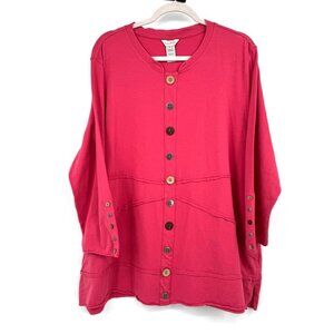 Multiples pink assorted Button raw edge lagenlook art to wear woman’s size 2X